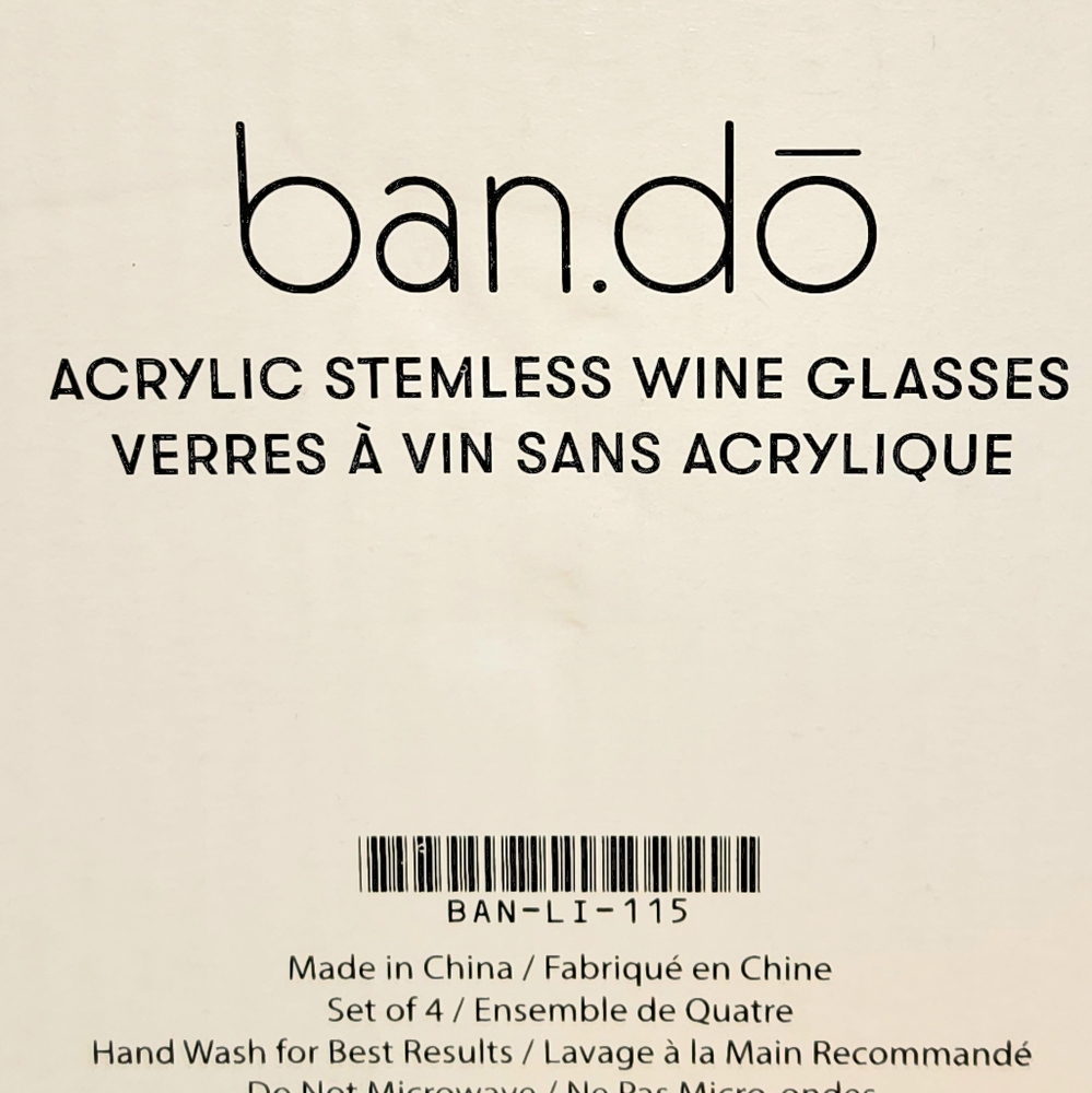 Ban.do NIB Set of Four Clear Pink Glitter Infused Acrylic Stemless Wine Glasses - Picture 9 of 10
